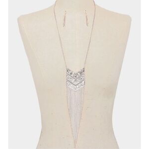 NWT Foxy Collection boho retro fringe necklace & earrings set.